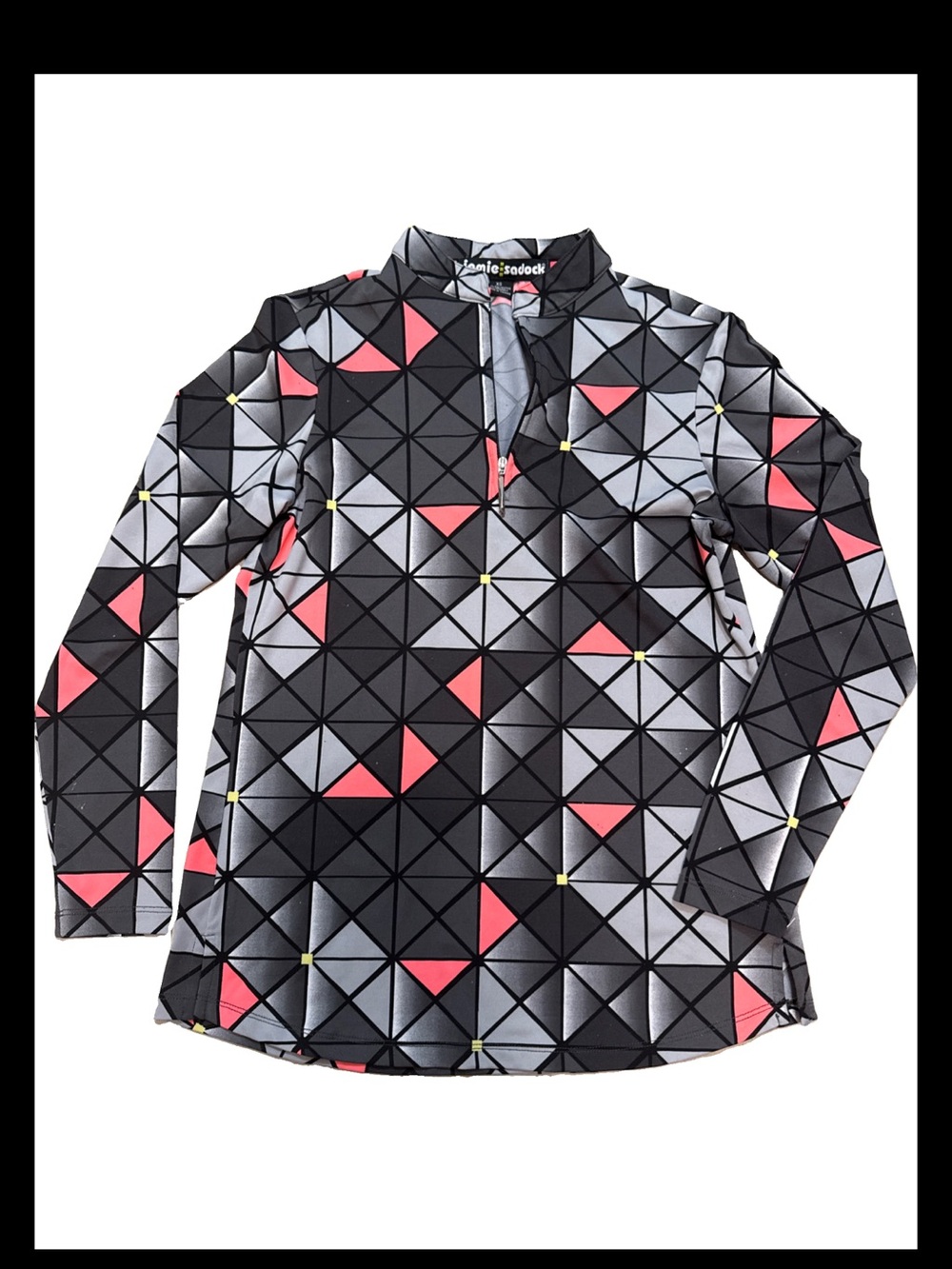 Jamie sadock woman’s gold/ tennis shirt gray black coral 1/4 zipper long sleeve